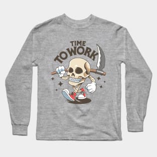 cute skull time to work Long Sleeve T-Shirt